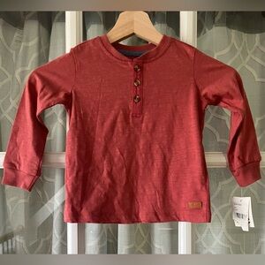 NWT! 7 For All Mankind Rust Red Long Sleeve Henley Shirt size 24 months